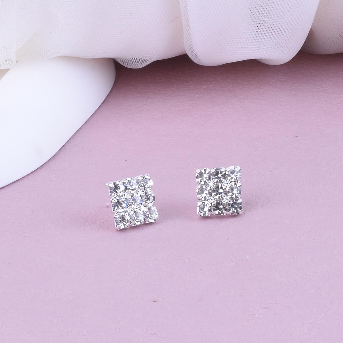 Versatile Cubic Zirconia Square Stud Earrings - Women s Fashion, European  American Style, Korean Jewelry Trend