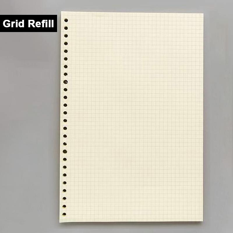 A4/A5/B5 60 Sheet Refillable Paper Lined/Blank/Dotted/Gird Refill Loose Leaf Filler Writing Supplies for Binder Journal Notebook