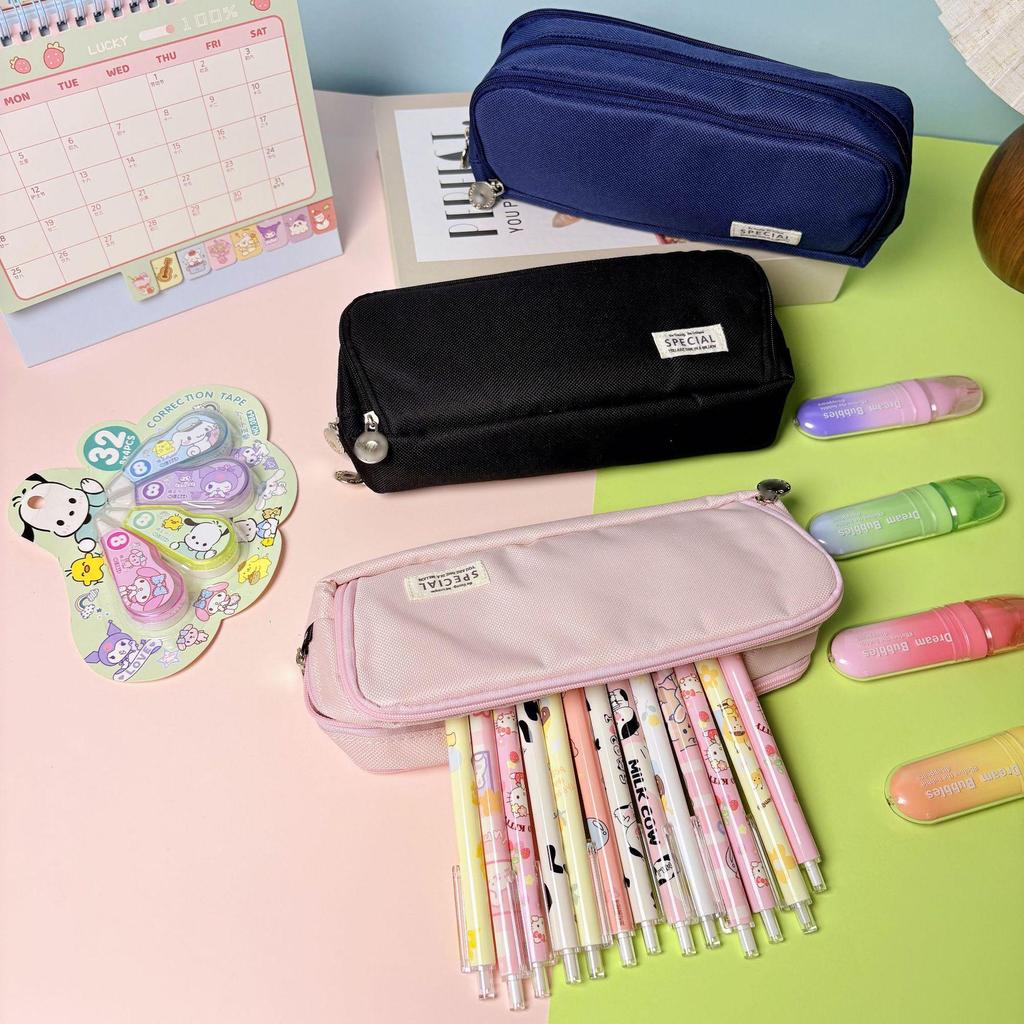 Korean Style Multi-functional Demon Hunter Pencil Case for Students - Three-Layer Oxford Cloth Stationery Box