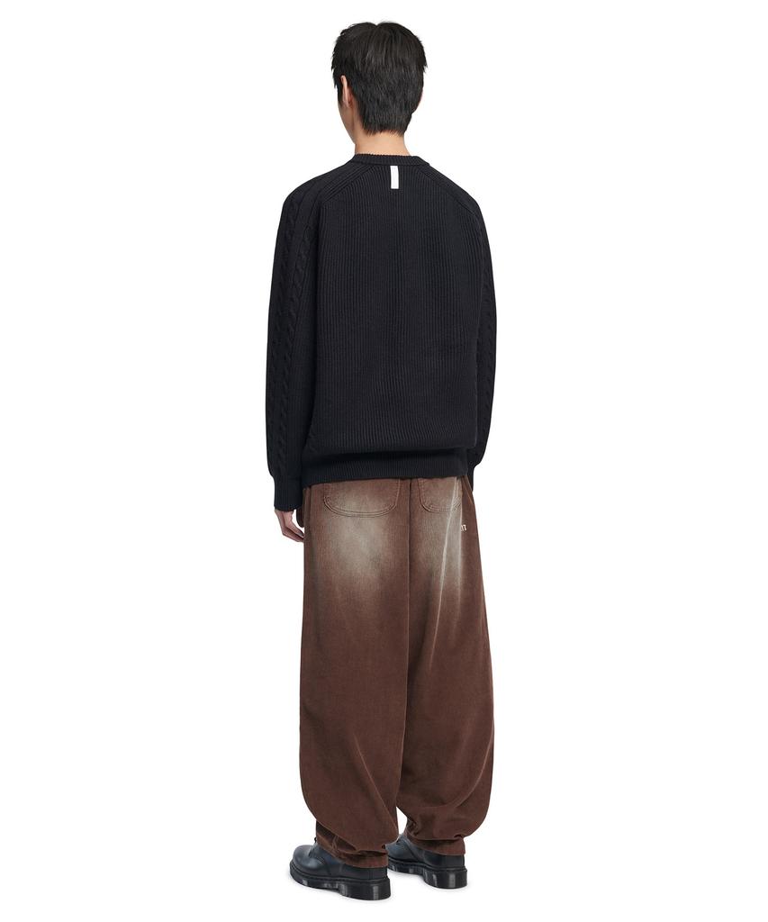 Nomaenyueol Wave Curved Corduroy Pants - Brown