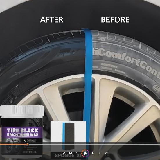 Tire Shine Wax Coating Paste, Car Tire Black Shine with Conditioners, Resists Water & Sunshine Fading, Tire Cleaner with Applicators for Cars,