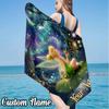Custom Name Tin-ker Bell Beach Towel - Soft, Ultra-Absorbent Microfiber, Lightweight, Perfect for Beach, Parties, Travel, Camping