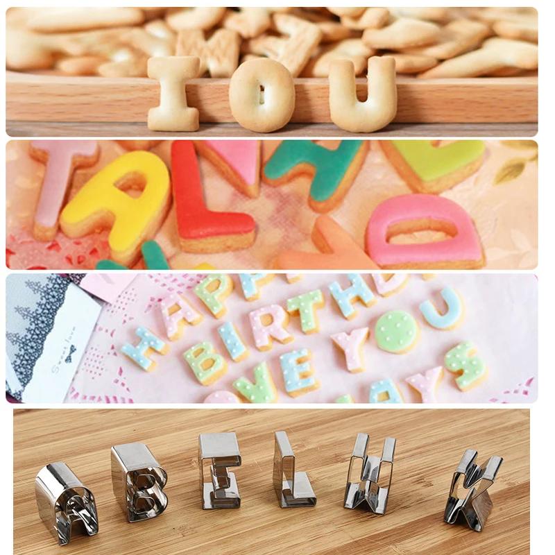 26pcs Letters Cake Mould Fondant Sugar Craft Stainless Steel Cookies Mold Decorating Tools DIY