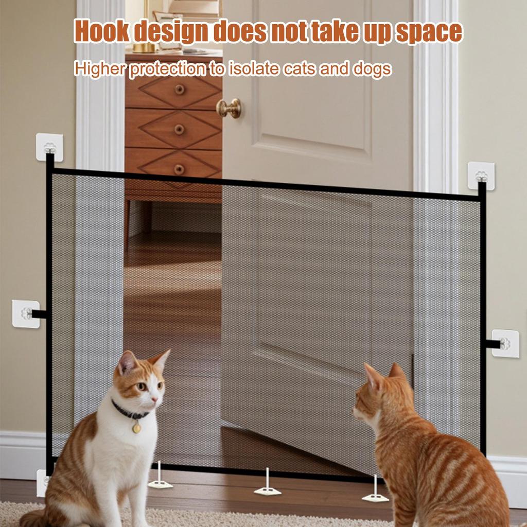 Doorway Gates for Pets Safety Folding Breathable Mesh Animals Barrier Fence Childproofing for Kitten Puppy Toddler Living Room