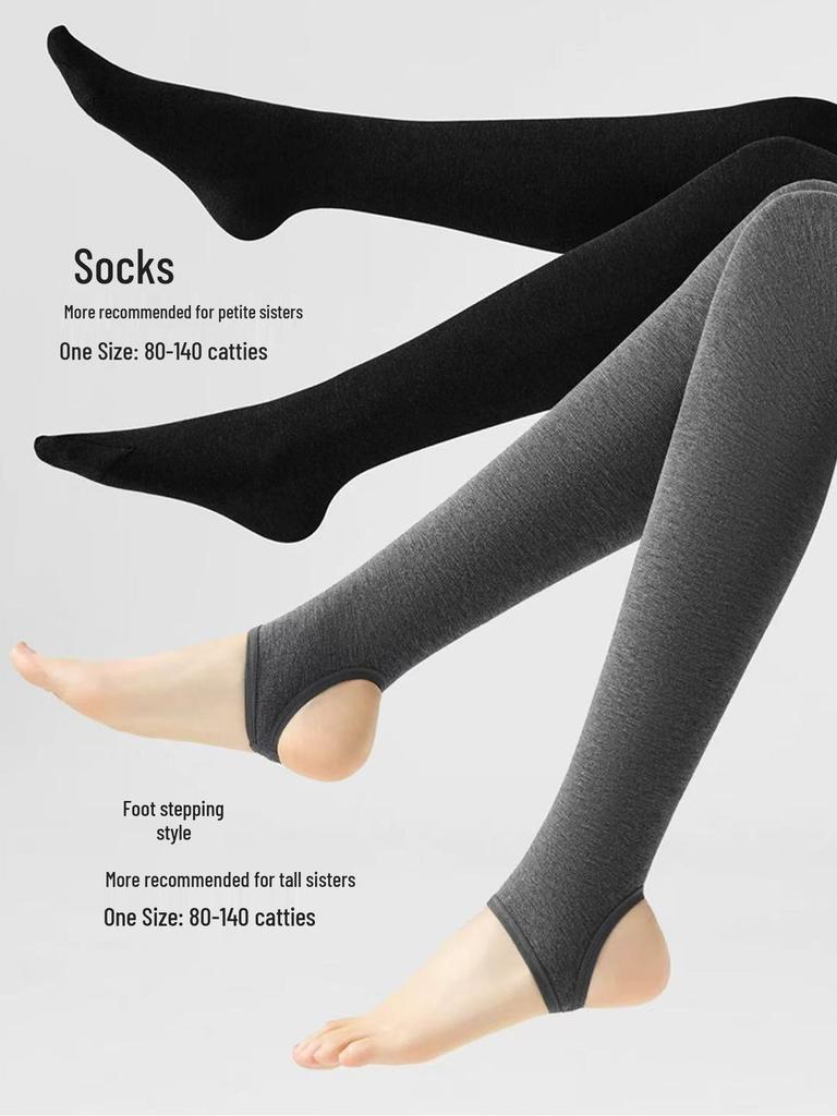 Women's Thickened Dark Gray Leggings, Plus Velvet, Extra Warm, Autumn/Winter Outerwear with Lambswool