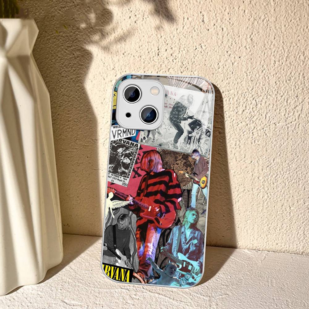 

N-Nirvanaes Rock Band Phone Case Tempered Glass For iphone 14 13 12 11 Pro Mini XS MAX 14Plus X XS XR Fundas iphone 14pro max