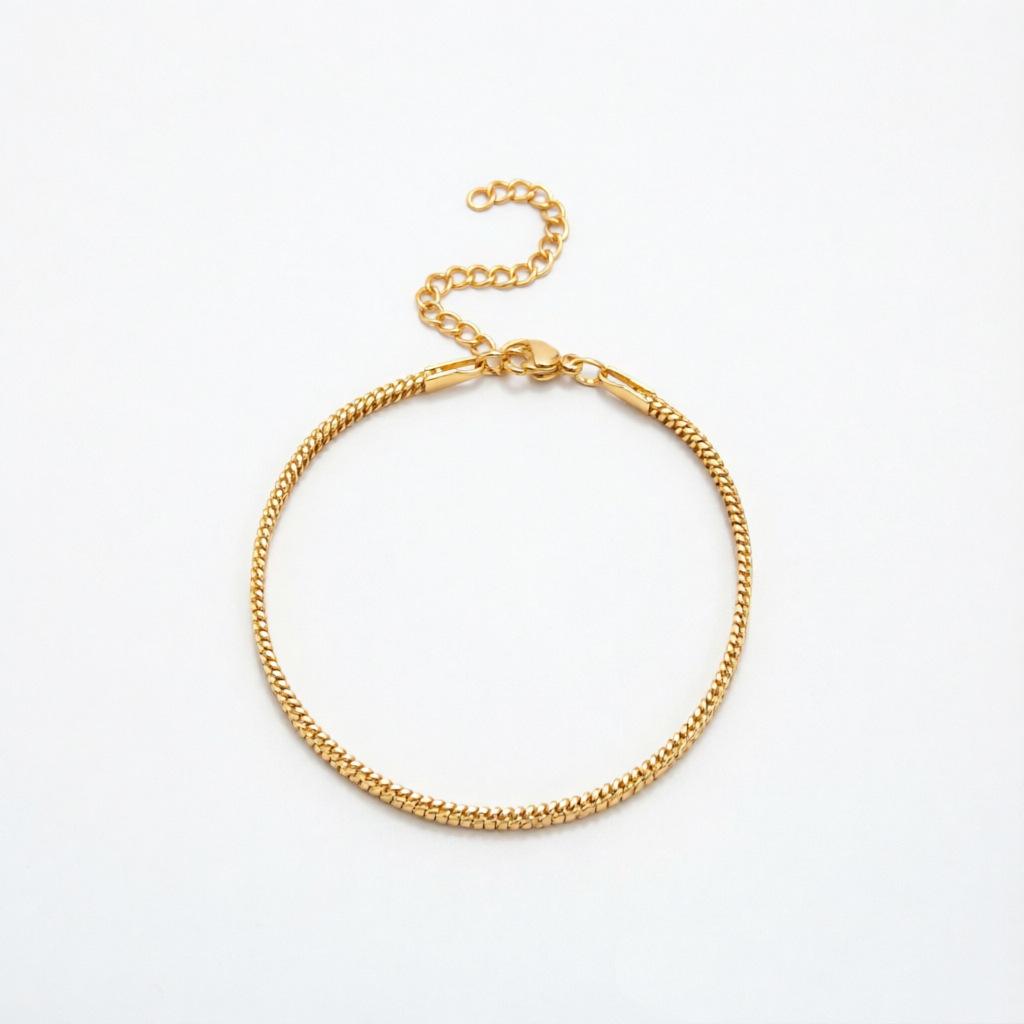 New European and American Stainless Steel Flat Snake Bracelet, Light Luxury Minimalist, Stackable Basic Accessory Chain