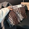 Tonglu Women's Mohair Winter Scarf: Black & White Plaid, High-End, Thick & Warm Neck Warmer