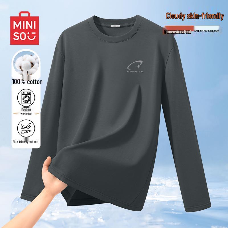 MINISO Men s Casual Long Sleeve Round Neck T-Shirt M