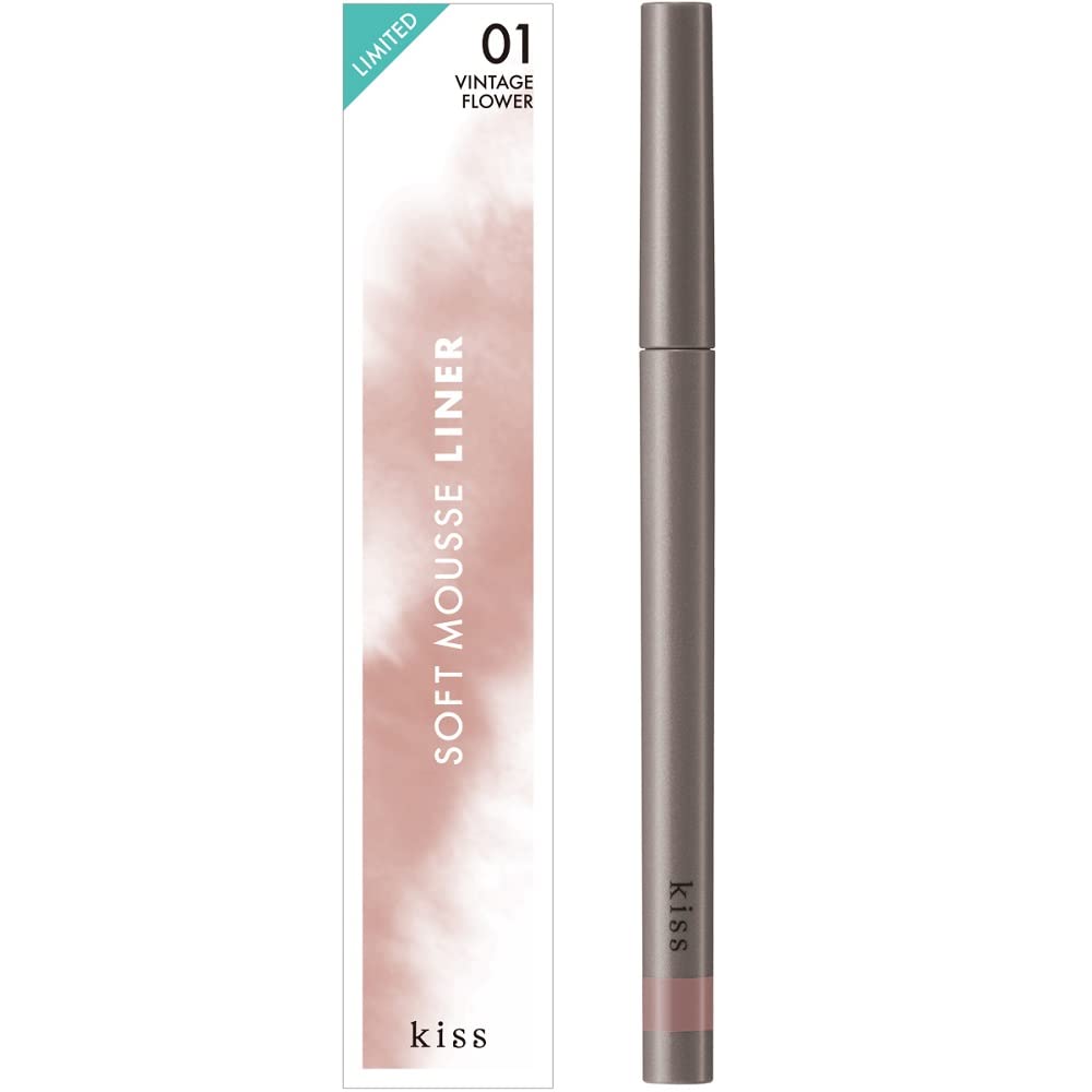 kiss Soft Mousse Liner X01 (Vintage Flower) Dusty Pink Greige 0.35g Pearl-infused Sheer