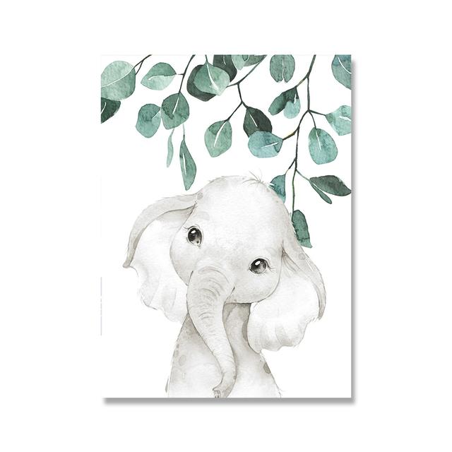 Safari Baby Animals Canvas Poster Nursery Zebra Giraffe Wall Art Print Eucalyptus Animal Painting Nordic Kid Bedroom Pictures