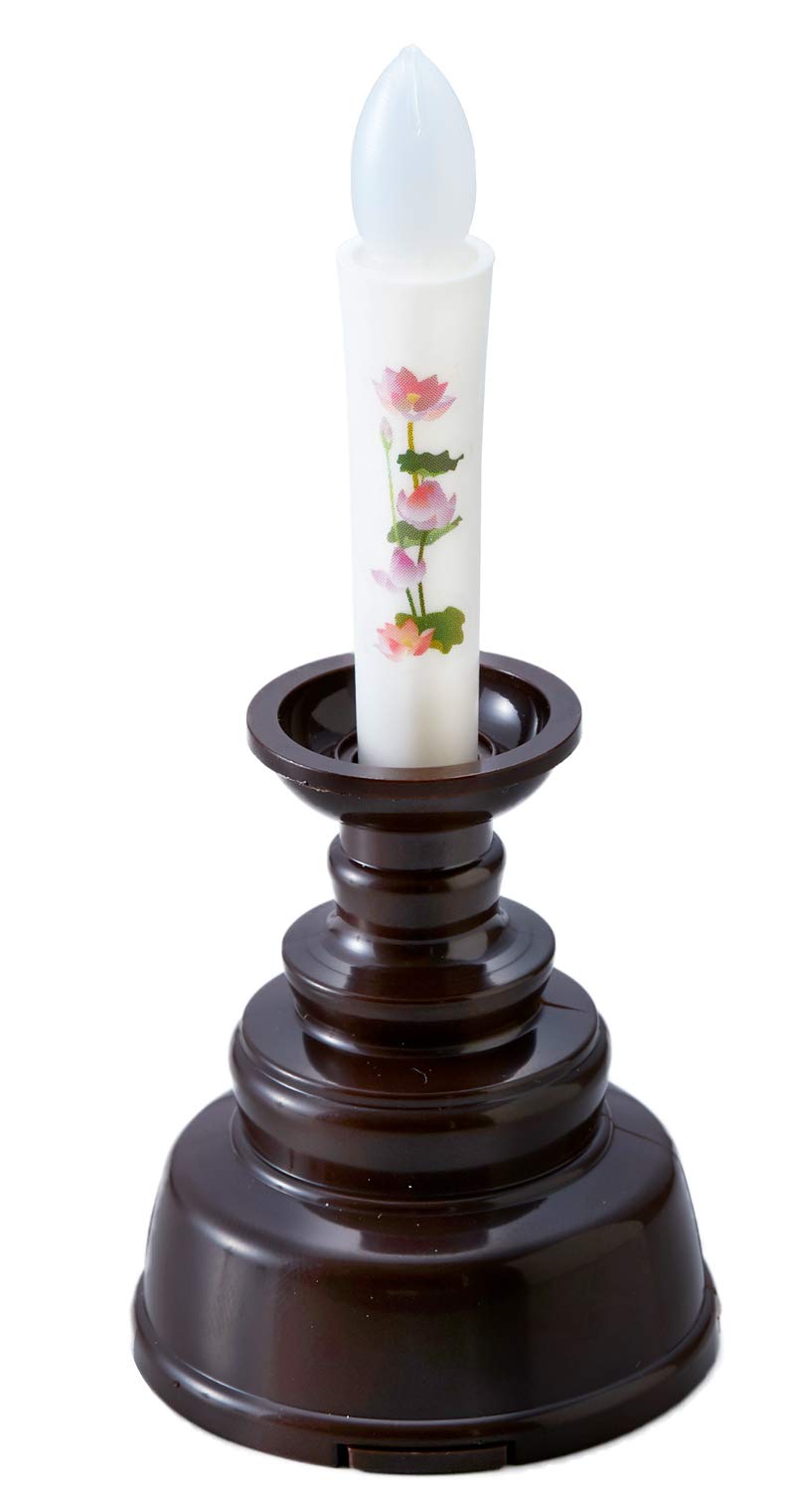 

Asahi Denki Kasei Buddhist Altar Candle, Dark Brown, 4.3cm Diameter x 10cm Height, Reliable Illustrated Candle, Mini (Made in Japan) ARO-5210 DB