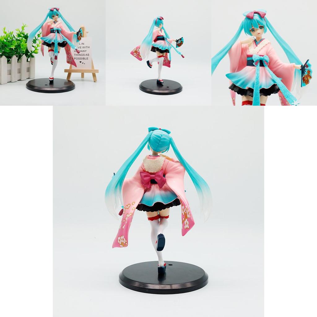 Hatsune Miku Pvc Model Ornament With Traditional Kimono For Home And Office Display