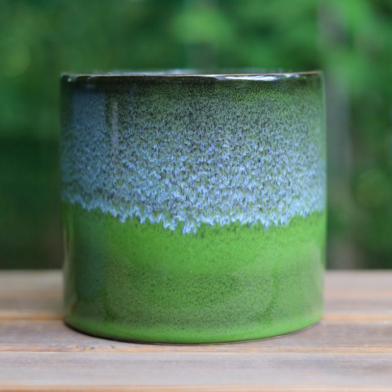 Retro Blue & White Distressed Ceramic Succulent Pot – Simple Decorative Vase for Green Plants & Flowers