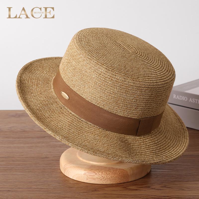 European Retro Letter Sewn Flat Top Sun & Beach Hat
