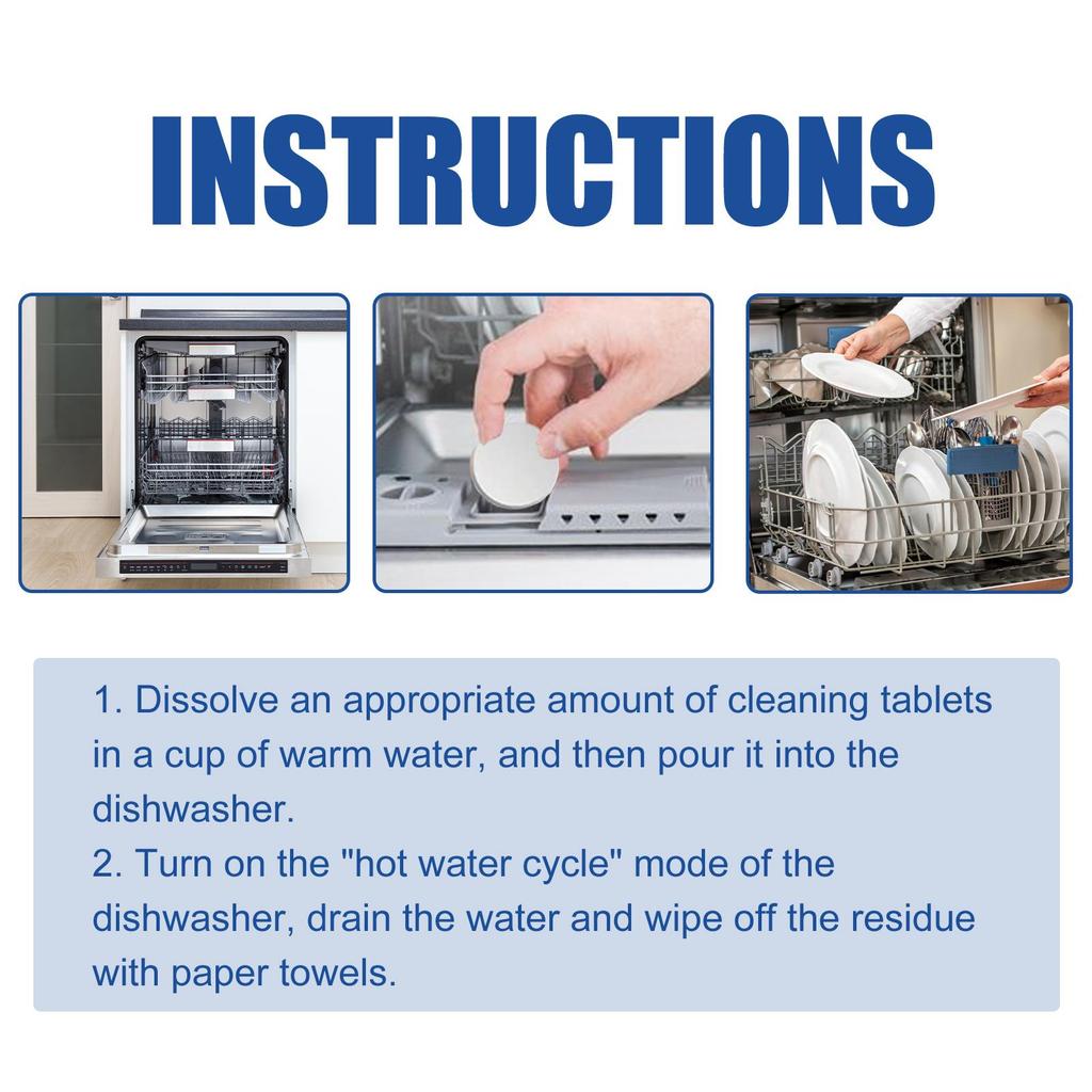 Jakehoe Dishwasher Cleaning Tablets for Kitchen & Bath Home Dishwasher Cleaning Stubborn Stains & Grease Odors