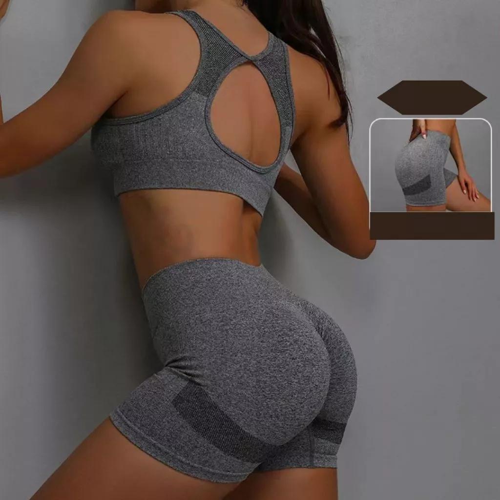 

Sport Bra Shorts Set Yoga Muay Thai Boxing Exercise Training Pilates Fitness Workout Sportwear Women Gym Quick Dry Stretch Fabric One Size
