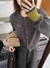 Women's Color Block Knit Cardigan with Puppy Embroidery and Patchwork Cuff Design – Perfect for Spring and Autumn