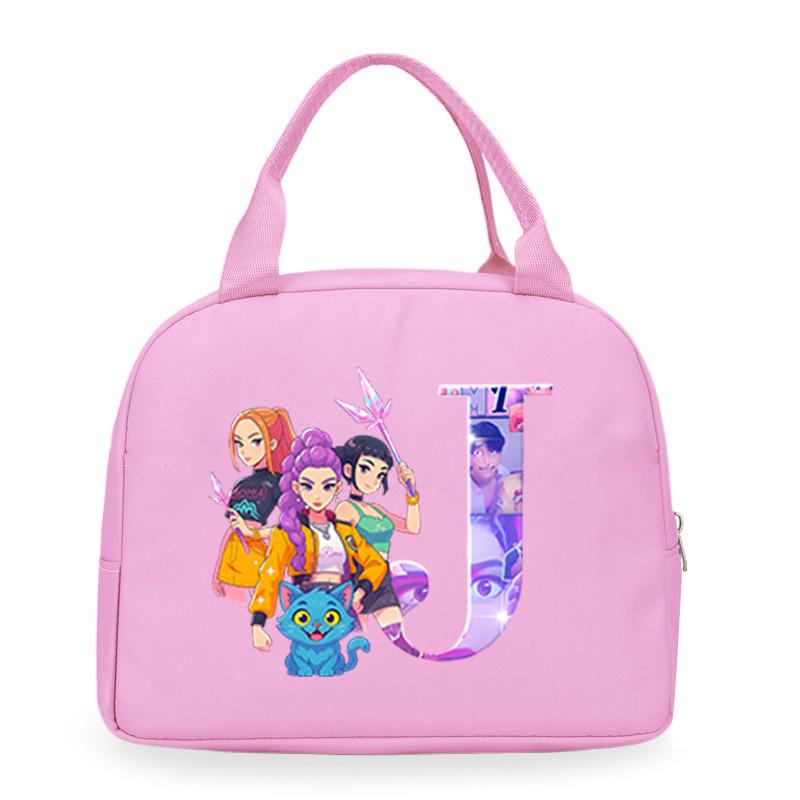 Trend Kpop Anime Cartoon Peripheral 26 Letter Printing Bento Bag Commuter Portable Lunch Box Bag