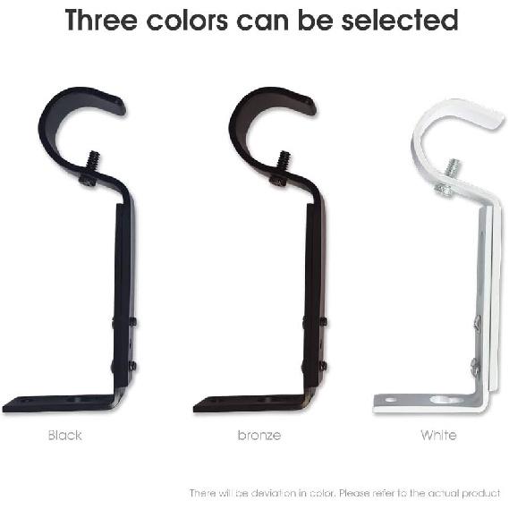Curtain Rod Brackets Heavy Duty Drapery Hardware Adjustable Curtain Rod Holders Black for 7/8 or 1 Inch Rods, Set of 3 (Black, Fits Rods Up To 1