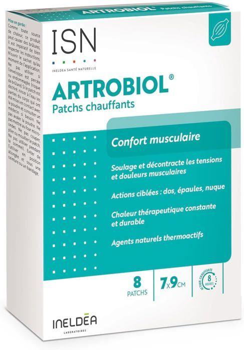 ISN - Artrobiol Patchs Chauffants - Aide à soulager les douleurs musculaires - Action chauffante 8h - Dispositif Médical 8 patchs