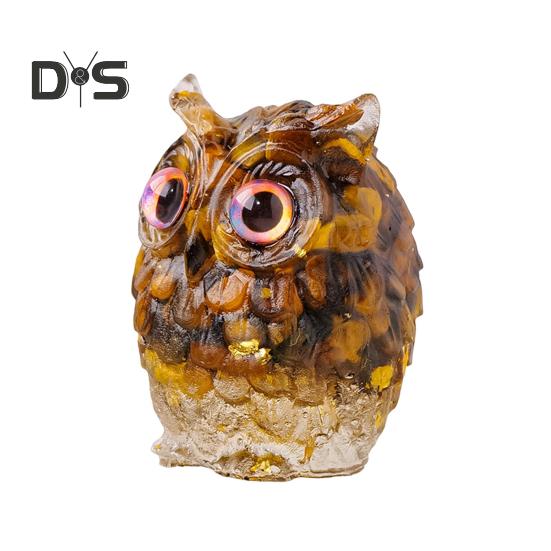 

Украшение в виде совы из натурального хрусталя, ручная работа, фигурка совы из смолы с кристальным гравием внутри, коллекционное красочное украшение в виде совы для домашнего декора, исцеления Рейки коричневый