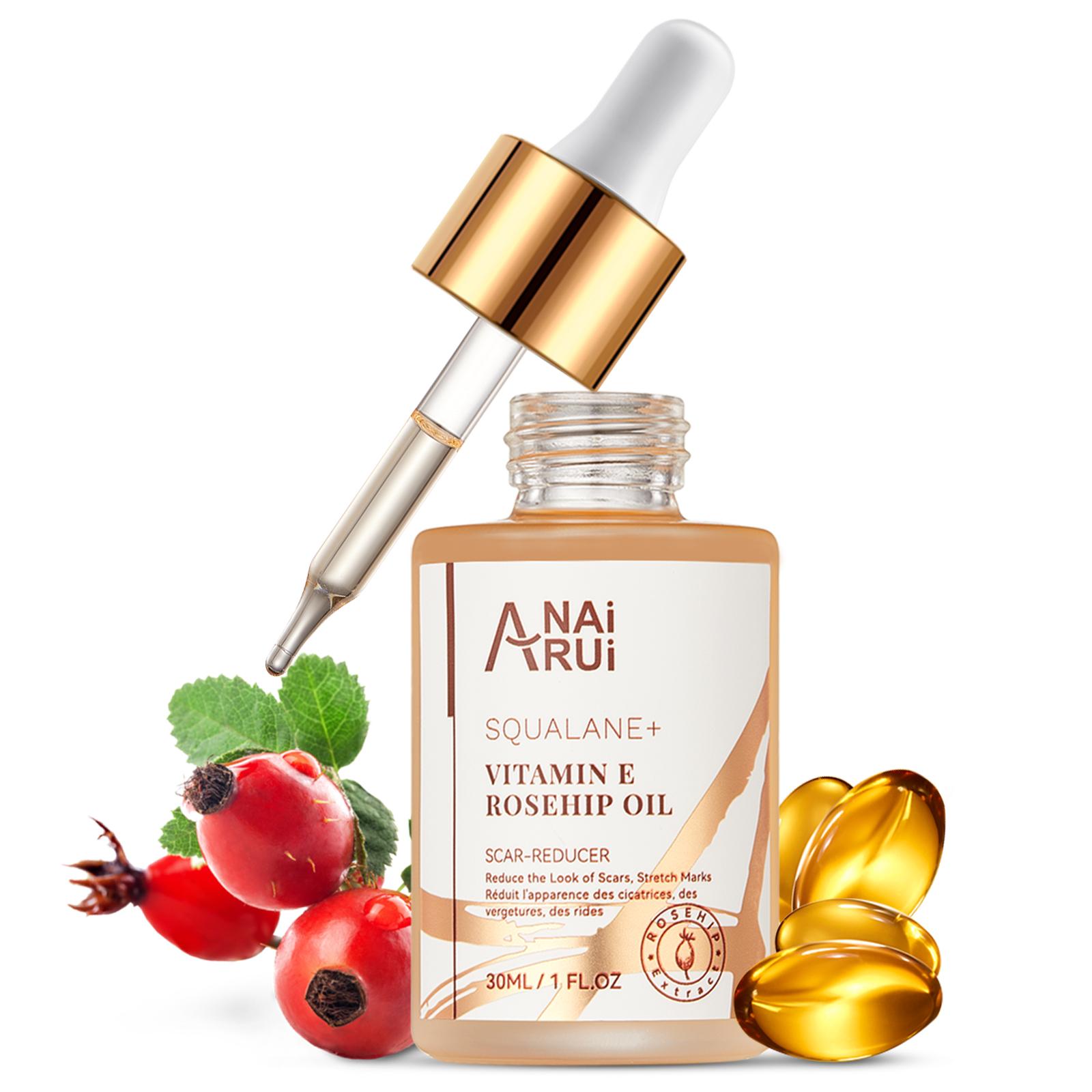 ANAiRUi Pure Cold Pressed Rosehip Seed Oil 30ml, Natural Organic Facial Body Hair Care Essential Oil