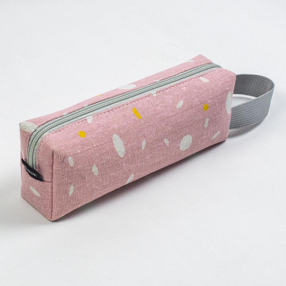 Bojin Korean-Style Canvas Pencil Case - Large Capacity Handheld Bag for Students розовый