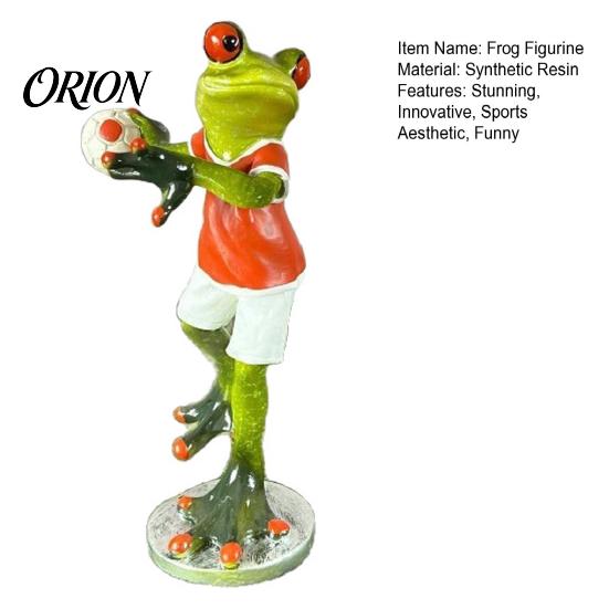 Garden Frog Decoration Cute Football Goalkeeper Figurine, Sports Theme Resin Statue, Funny Small Animal Figurine Novelty Desktop Ornament for