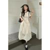 Wide color gray short-sleeved splicing dress women's 2025 spring and summer new waist slim skirt