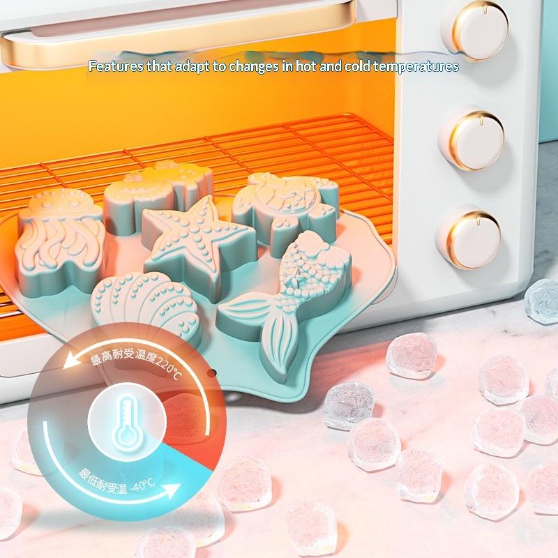 Ocean Fondant Silicone Mold Shells Mermaid Tail Seahorse Starfish Chocolate Mold Suitable For Mermaid Theme Cake Decoration Tool