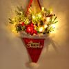 Christmas Hat Wreath Decoration Festive Holiday Wreath Decor Led Santa Hat Wreath with Artificial Pine Cones for Farmhouse