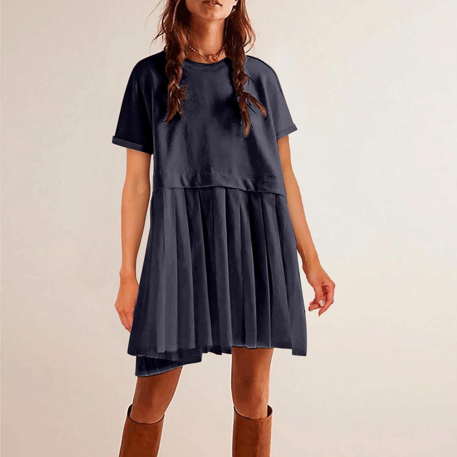 Женское милое плиссированное платье в стиле пэчворк — фото 11