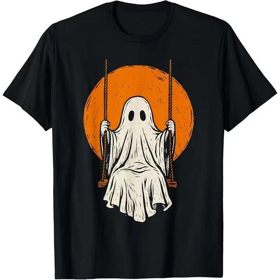 100% Cotton Unisex Retro Vintage Ghost Swing Halloween Costume Men Women T-Shirt
