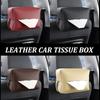 Nappa Kunstleder Auto Taschentuchbox Halter - Langlebiges PU-Material, Sonnenblenden-Rücksitz-Organizer mit Befestigungsgurt, Ideal für Mittelkonsole Armlehne
