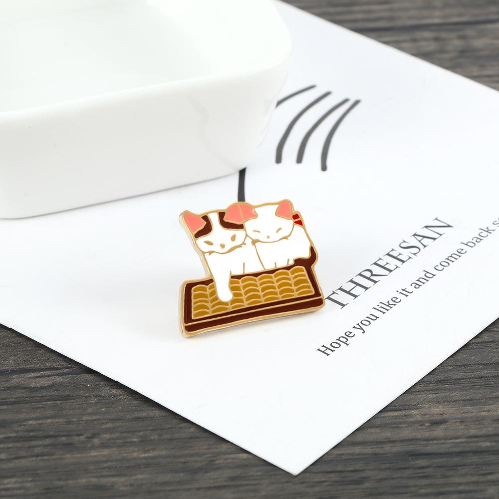 Funny Cat Brooch Play Music Drink Water Kitty Cartoon Animal Enamel Pins Bag Clothes Lapel Pin Cute Badge Jewelry Gift for Kids