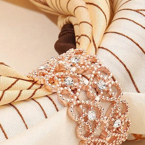 Silk Scarf Ring Clip for Women Metal Round Circle Clip Buckle Rhinestone Love Clothing