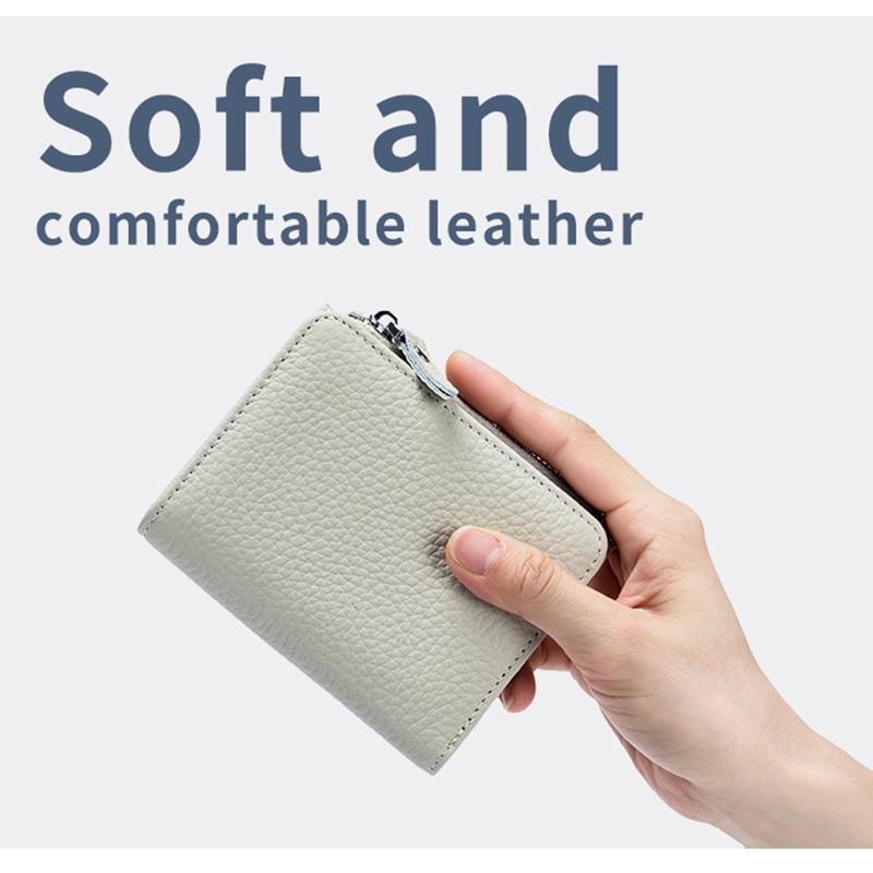 Japanese Style Genuine Leather Slim RFID Wallet for Women - Compact Zippered Coin Purse & Card Holder with Large Capacity (New Design)