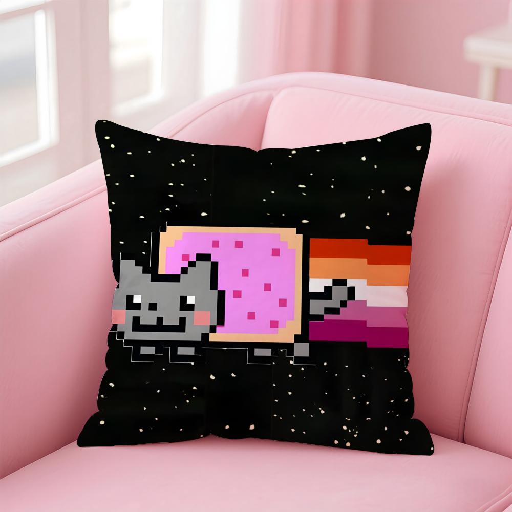 Nyan Cat Cushion Cover Home & Car Multi-Scene Pillow Cover - Reversible, Soft & Durable for Daily Use