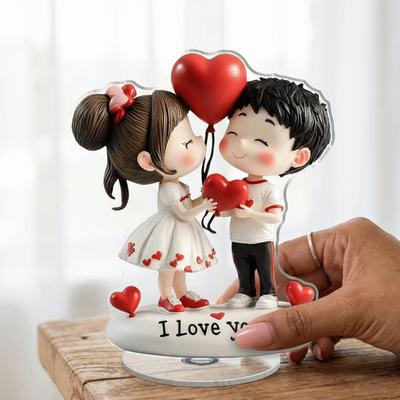 Creative Balloon Valentine's Day Decoration 2D Sweet Acrylic Rotating Ornament Gifts Couple with Love Ornament Party