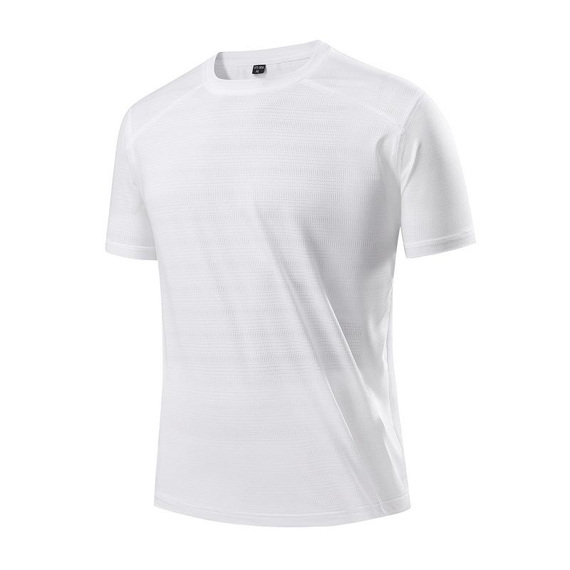 Large Size Short Sleeved T-shirt for Men's Summer Sports and Leisure, Ice Silk Half Sleeved T-shirt for Men's Solid Color Quick Drying Clothes