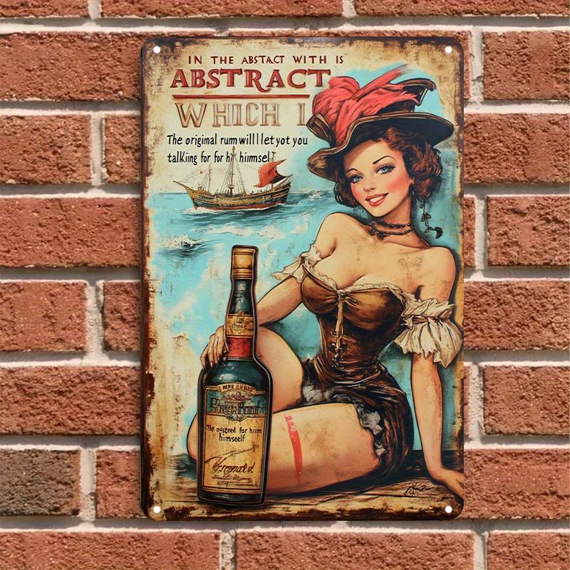 

Pack Vintage nautical rum sign Sailor Jerry Pirate Lady with Bottle Antique Tropical Bar Decor HeavyDuty Iron Metal Pos 20x30cm