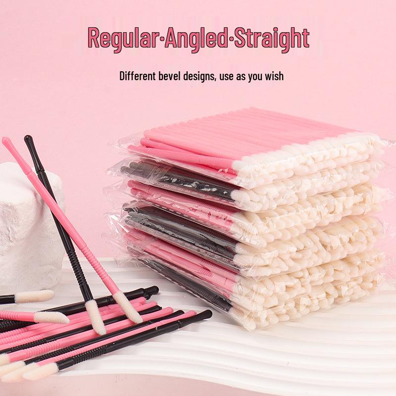 Compact Disposable Spiral Lip Brush - Portable Mini Cotton Swab for Lipstick & Gloss Application