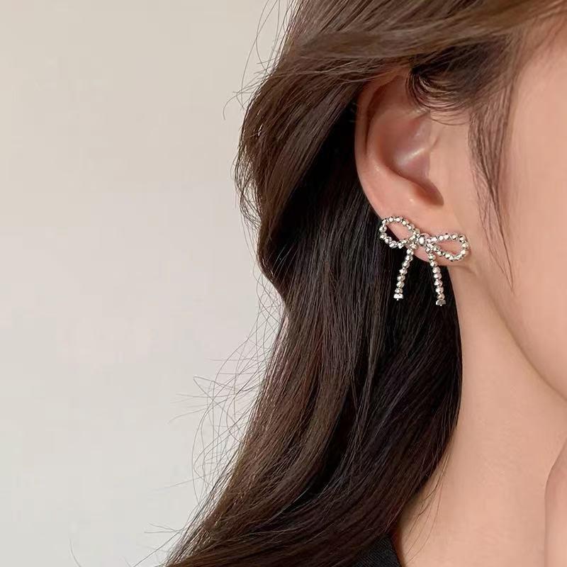 2024 New 925 Sterling Silver Bow Earrings: Light Luxury & High-End Feel