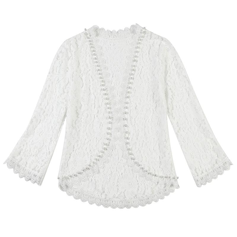 Fashion 2023 Summer New Beaded Lace Cardigan Short Jacket Women Coat J138