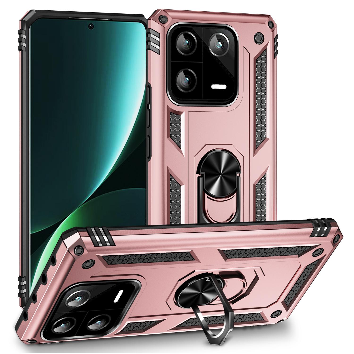 

Ring Kickstand Phone Case for Xiaomi 13 Pro 5G,Military Grade Shockproof PC+TPU Protective Cover Rose Gold