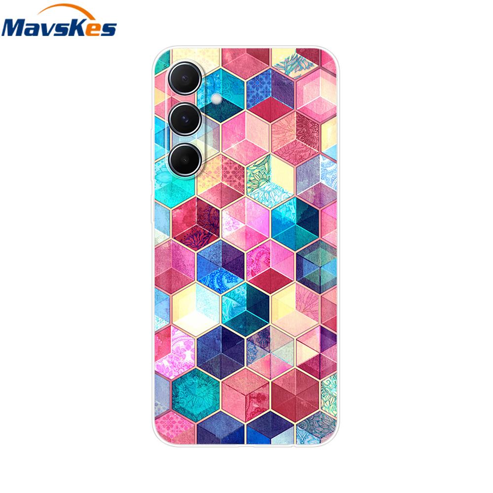 For Samsung Galaxy M35 5G Case Cute Cat Flower Painted Phone Cases For Samsung M35 Case M 35 SM-M356B Silicone Clear TPU Fundas