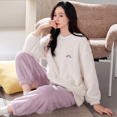 Pajamas Women'S Winter Coral Fleece Thickened Fleece Warm Women'S Autumn And Winter Flannel Can Be Worn Outside Winter Loungewear