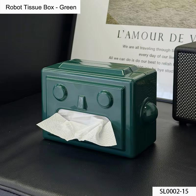 

Green Robot Tissue Box Storage Napkin Holder Paper Box Home Desktop Decoration Tissue Holder Kitchen Tissue Box Gift for Friends