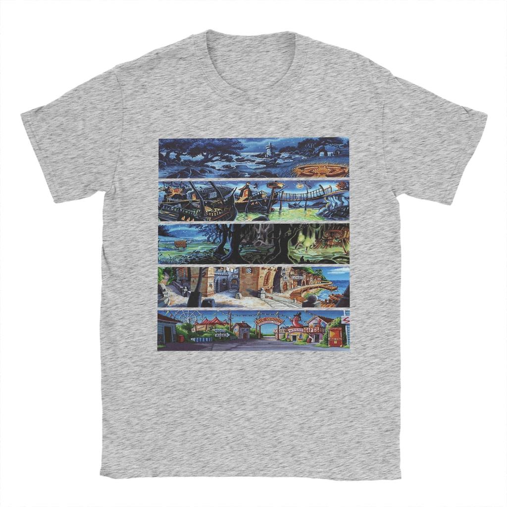 Monkey Island 2 Scenery Collage Fashion T Shirts for Men Women Pure Cotton Tee Shirt Clothing